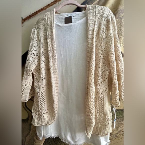 New J Jill Linen Blend Sleeveless White Sweater Top SZ Medium - Picture 3 of 9